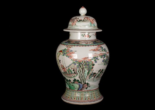Eine Antike Famille Verte Baluster Deckel - Vase /- Gefäß. China. 19. Jh. Qing - Bild 7 von 13