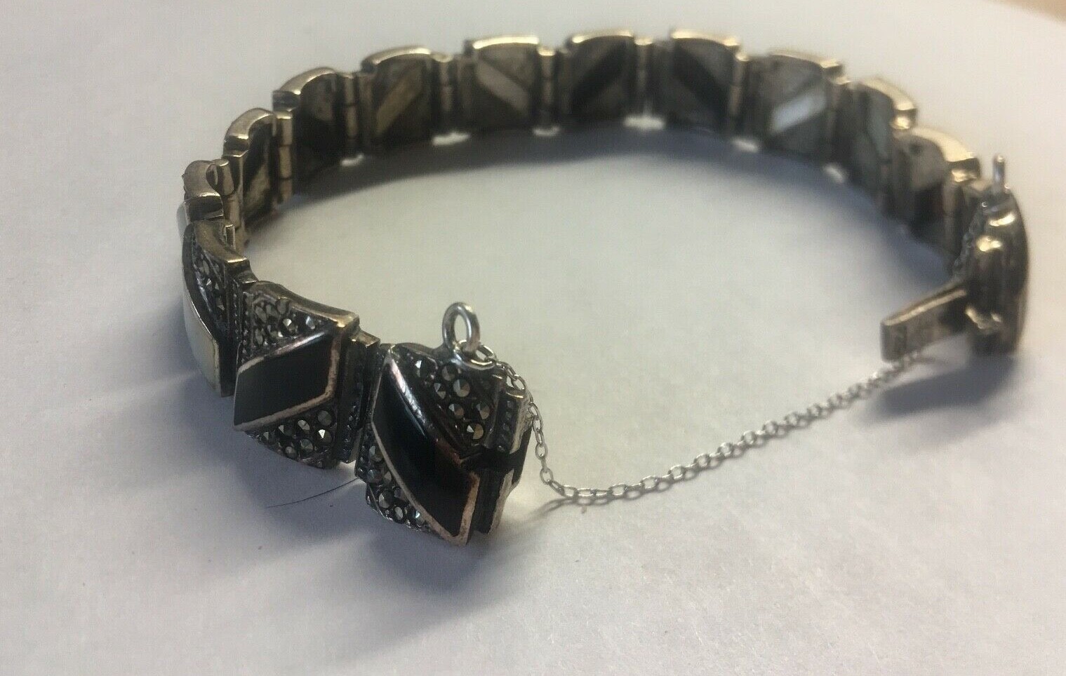 925 Solid Sterling Silver Square Link Bracelet 33… - image 5