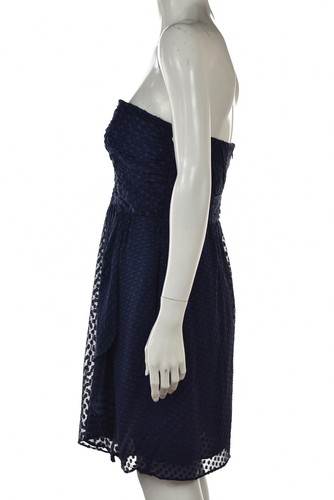 NEW Shoshanna Dress Size 10 Blue Metallic Polka Dot Silk Sheath Party - Picture 3 of 6