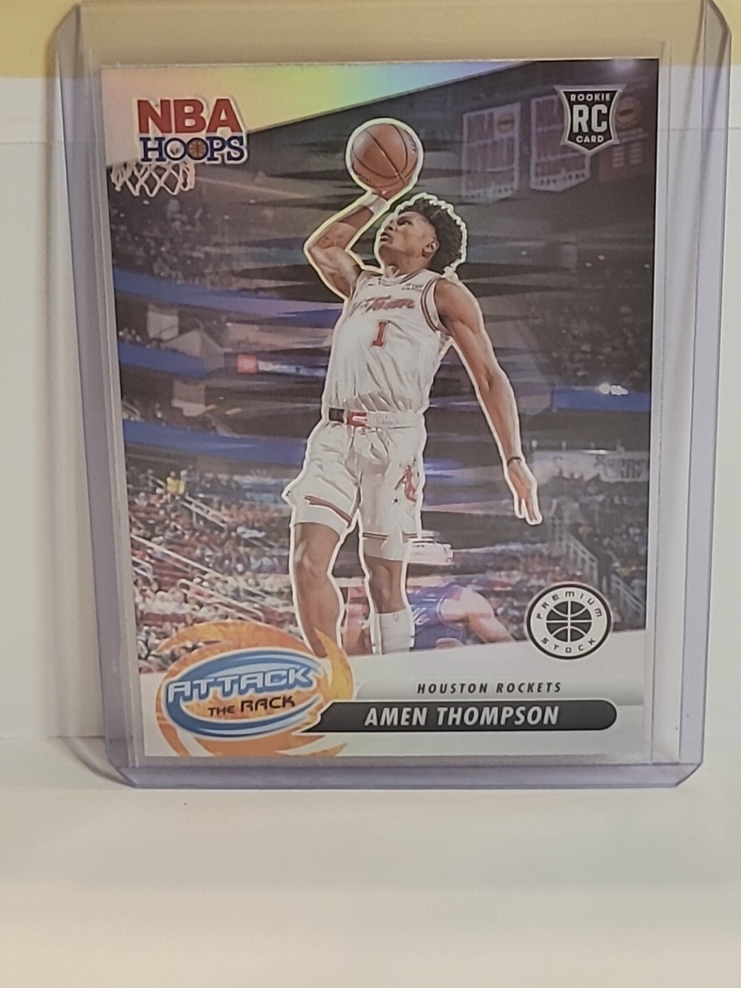 2023-24 NBA Hoops Premium Stock Attack The Rack Silver Prizm Amen Thompson RC