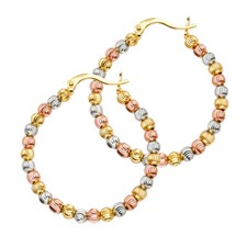 14K Tri Color Gold Hoop Earrings for women - more sizes available