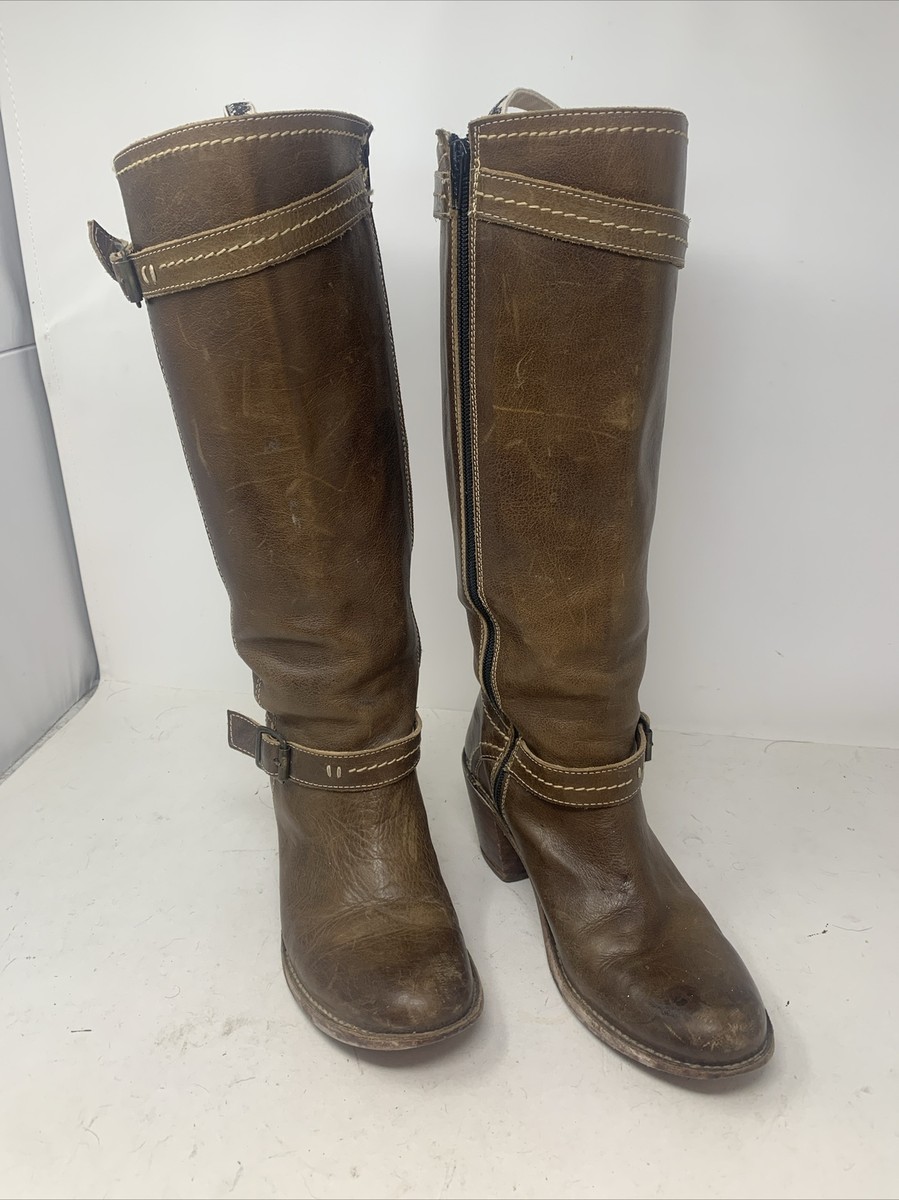 Frye Brown Leather Heel Boots Size 8 B 042 | eBay display picture 3