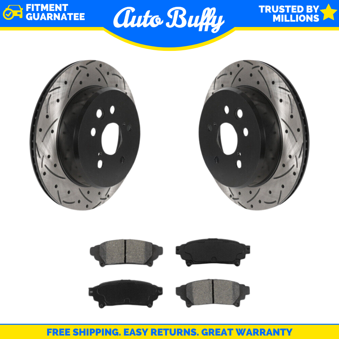 Rear Drilled Slot Brake Rotor SemiMetallic Pad Kit For Lexus GS350