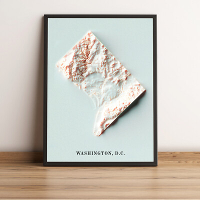 Washington Map, Washington 2D Relief Map, Washington Vintage Map - 2D Flat Print