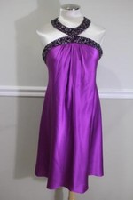 MARC BOUWER GLAMIT! Hot Pink Satin Beaded Collar silk Dress 12 (dr400