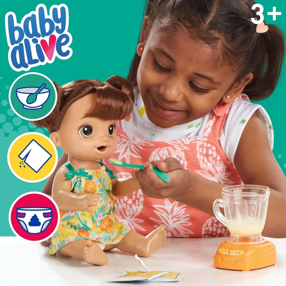 Baby Alive Magical Mixer Baby Doll Brown,Tropical Treat with Blender Accessories - Image 2 of 4