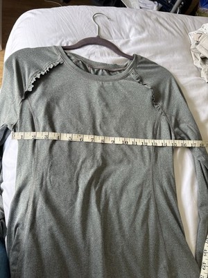 Hind Athletic Shirt Long Sleeve Size Small Gray  Thumb Holes Purple Stitching 