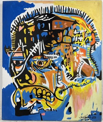 Jean-Michel Basquiat Oil on Canvas Painting (Handmade) Signed & Stamped