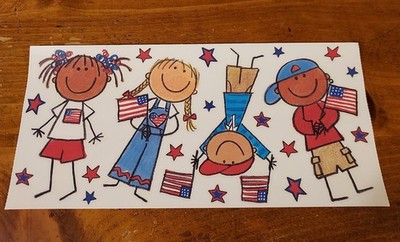 Me & My Big Ideas MAMBI Retired Sticker Sheet ~ Big Patriotic Kids.   HTF
