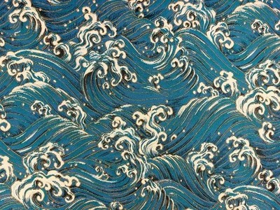 0,50 m Deko / Möbelstoff Gobelin Wasser Wellen Japan Style stabile Ware Stoffe