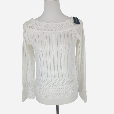 Vivance Damen Strickpullover Häkeloptik Boho Crochet Sommer Pullover Langarm