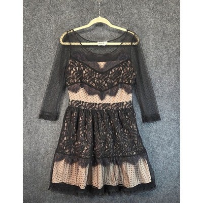 Alice by Temperley Lace Mesh Fit Flare Dress Womens Size 8 Black Nude  Whimsigoth | eBay