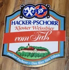 Vintage Hacker Pschorr Enamel Sign Porcelain Kloster Weissbier Munich Beer...