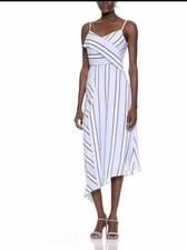Banana Republic Stripe Strappy Asymmetrical Foldover Dress Sz 8 Vacay Coastal