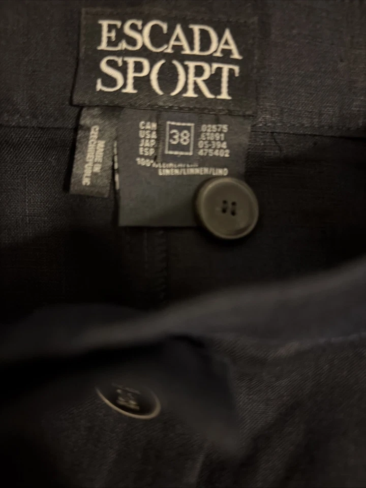 Vintage Escada Skirt Deep Navy Blue 100% Linen A-Line Button Front Maxi Size 38 - Image 4 of 4