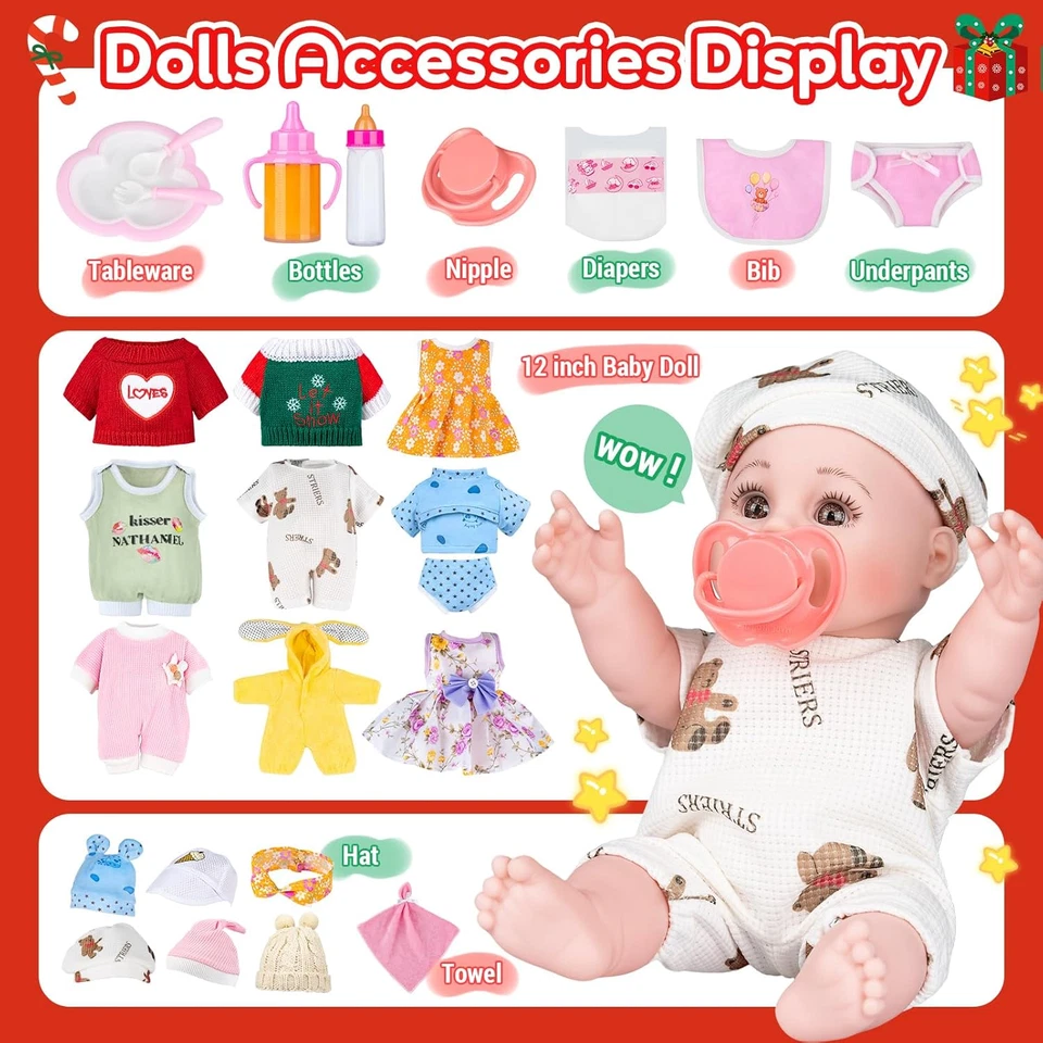 Baby Doll 2025 Advent Calendar Gifts,  12'' Dolls Set with Clothes & Accessories - Image 3 of 4