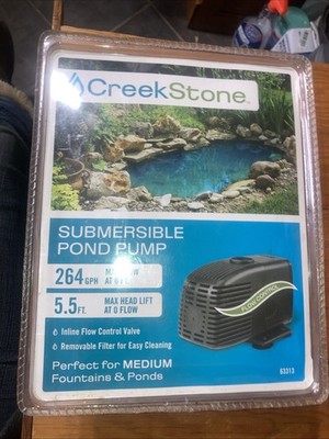 Creek Stone 264 GPH SUBMERSIBLE FOUNTAIN POND PUMP 63313 Brand New Sealed in Box