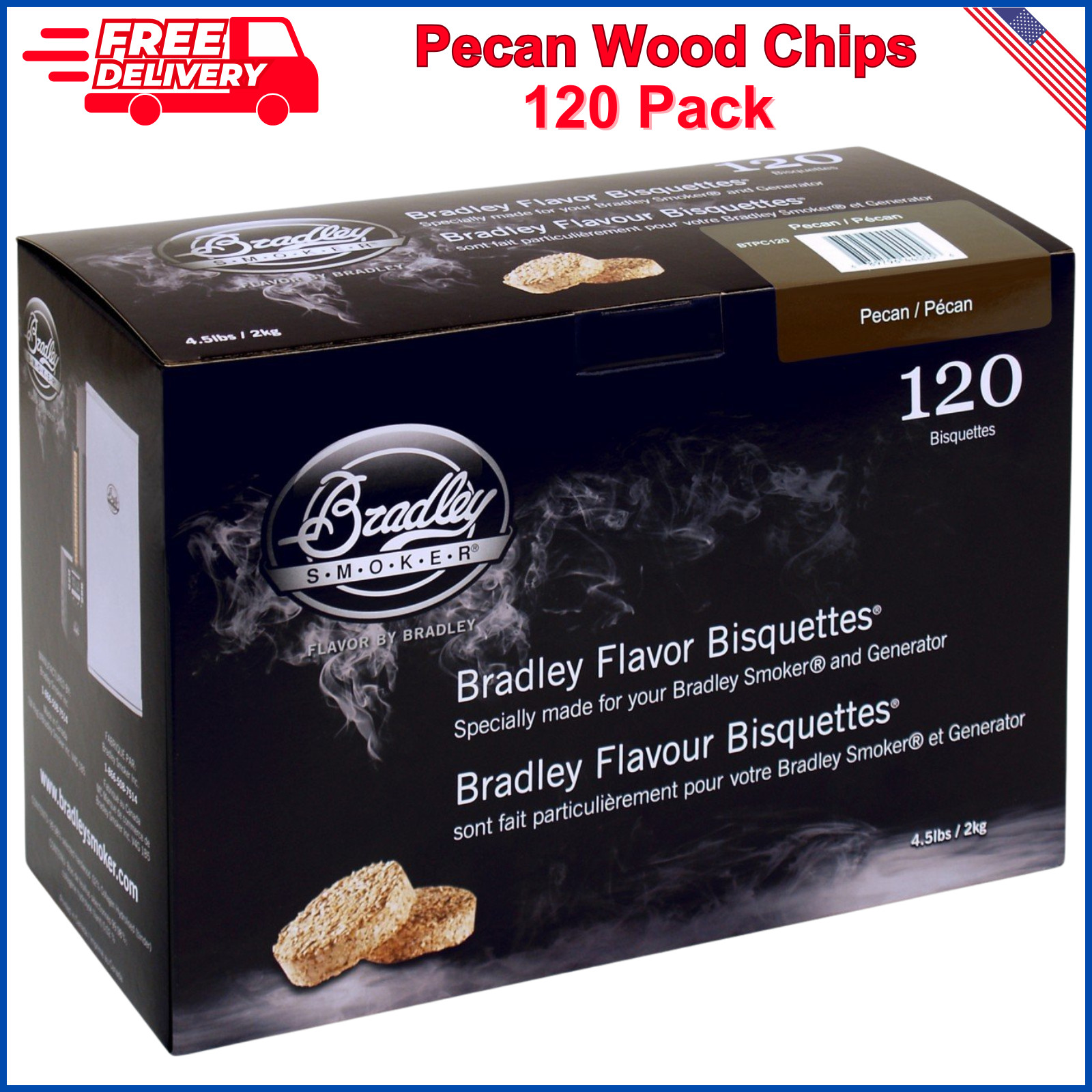 Pecan BBQ Smoker Bisquettes, Special Blend, 120 Packs For Gr