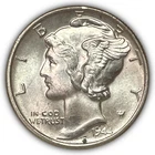 1944 Mercury Dime Silver Uncirculated UNC Coin, Very Tiny Spot #27022