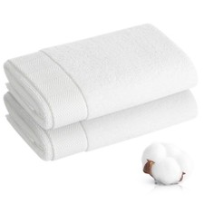 100 Cotton White Hand Towel - Soft, Bathroom/Gym/Dorm Essential Set of 1 