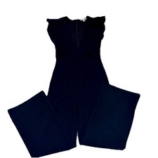 Fab Lux Black Dress Jumpsuit With Flutter Acc...