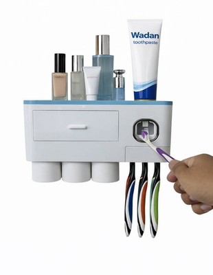 Wadan Wall-Mounted Toothbrush Holder w/ Toothpaste Dispenser & Drawer
