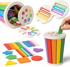 Montessori Toys for 1-3 Year Old, Wooden Color Sorting Learning Toys for Todd...