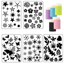 Stencils for Painting Set 5 Pcs Leaves Flowers Colorful