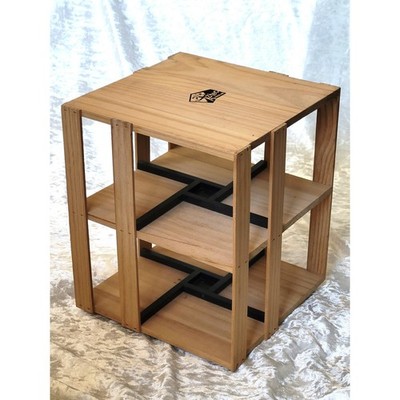 Vtg Aztec Laserline Wooden Spinning CD Rack 2 Tier Rotating Storage Tower 104