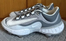 Nike Alpha Huarache Elite 4 Low Wolf Grey White Size 8 Baseball Cleat