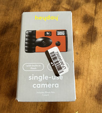 heyday Single Use 35mm Film Camera w/ Built-In Flash, Fixed Focus Orange/Black