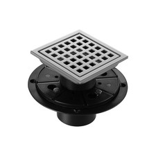 Shower Drain, Chrome 4 inch Square Shower Floor Drain with Flange, Silver Remove