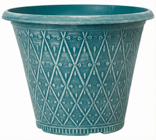 Round Teal Green Plastic 30cm Plant Pot 9.5L Garden Outdoor Decor Cover Planter