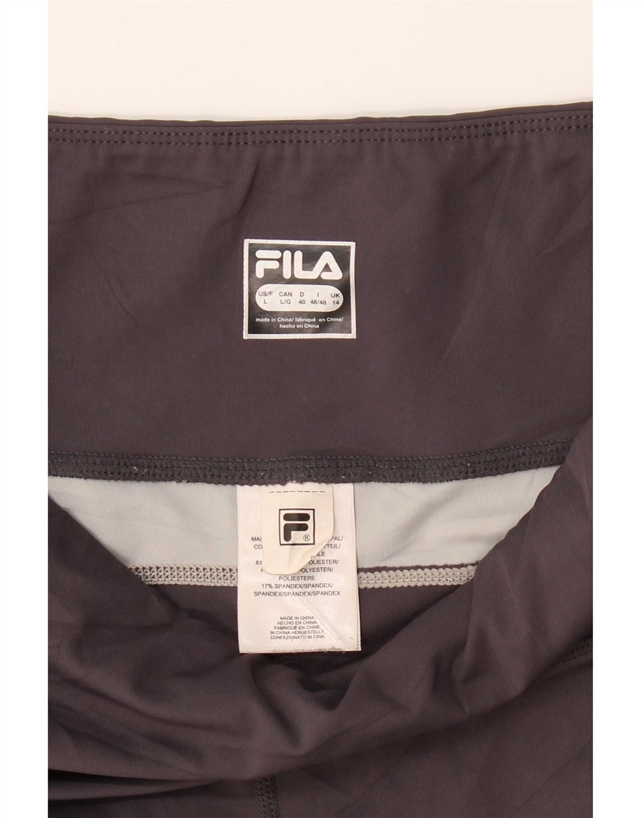 FILA Leggings Donna UK 14 Large Nero Colourblock Poliestere PO09