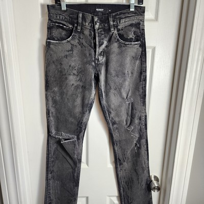HUDSON Jeans Mens 29x33 Blake Slim Straight Stone Wash Black Denim Button Fly 
