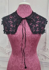 Victorian Trading Co Flower Lace Black Crochet Collar 34B
