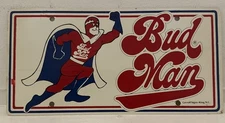 Vintage Bud Man License Plate Heavy Metal Budweiser Beer