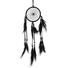 Black Feather Dream Catcher Handmade Macrame Wall Hanging Home Car Decor Gift