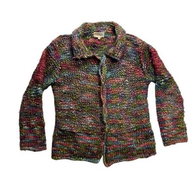 Monterey Bay Clothing Womens M Multicolor 100% Wool Chunky Knit Cardigan Jacket