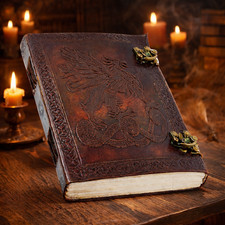 Handmade Leather Journal 7x5" Diary Notebook with Double Lock  200 Lined Pages