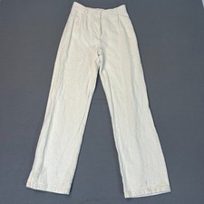 Pantalones J Galt Brandy Melville Blanco Lino Boho Playa Viaje Cremallera Rota 24W 28L
