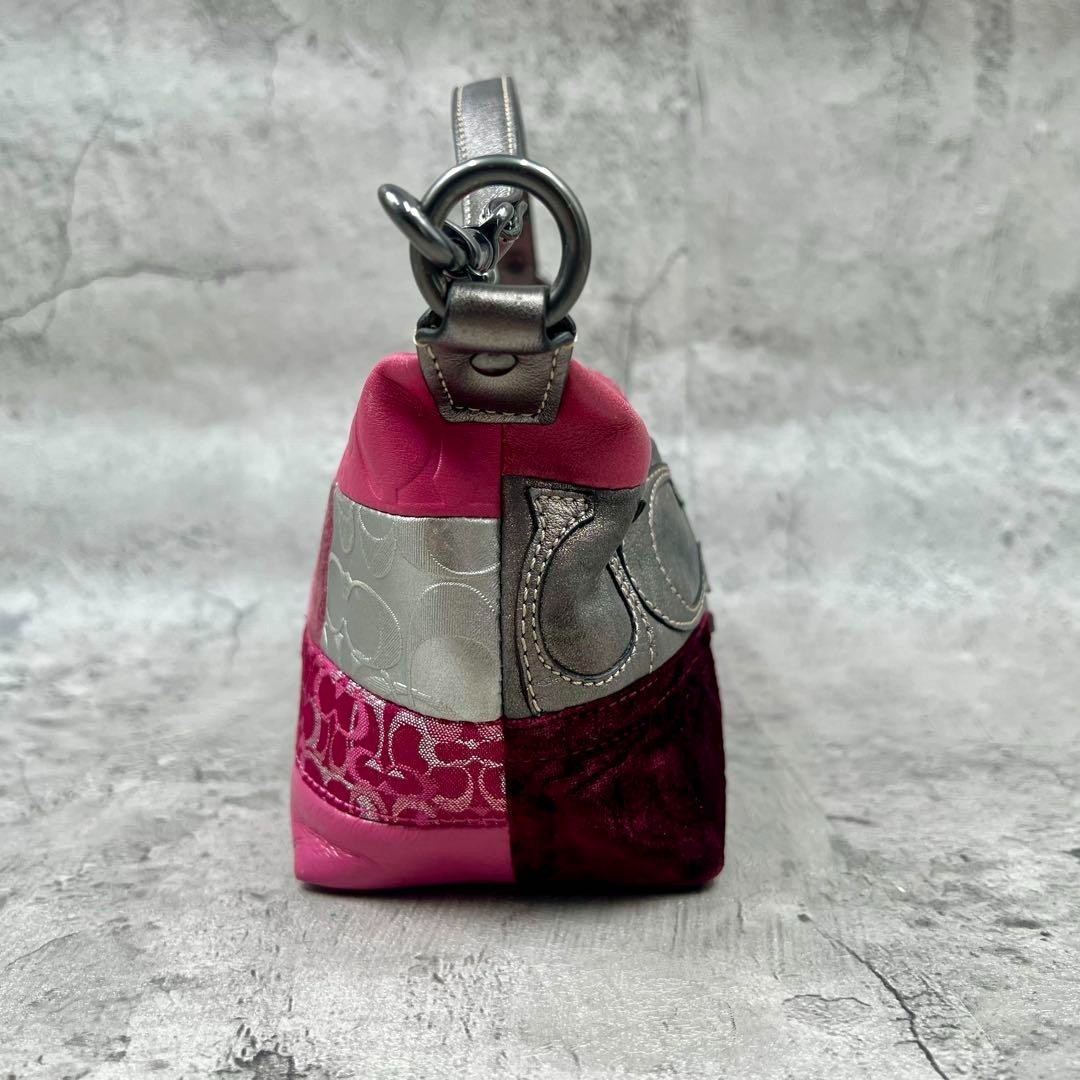 バッグ Coach Signature Patchwork Hand Bag Pink Coach Hand Bag Signature Patchwork Pouch Pink y2k Women's