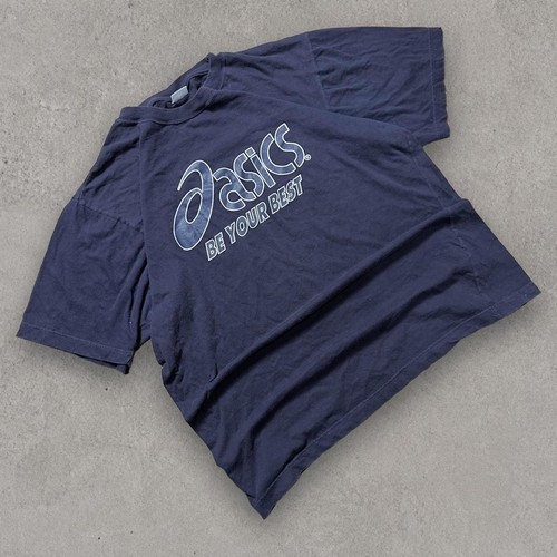Asics, Vintage ASICS Be Your Best Navy Graphic Tee 90s Sportswear XXL 0456