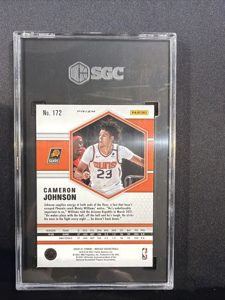 2020-21 Panini Mosaic Genesis Prizm Cameron Johnson #172 Suns SGC 10 - Image 4 of 4