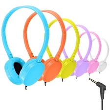 6 Pack Kids Bulk Headphones For School Classroom Multi Colored Wired