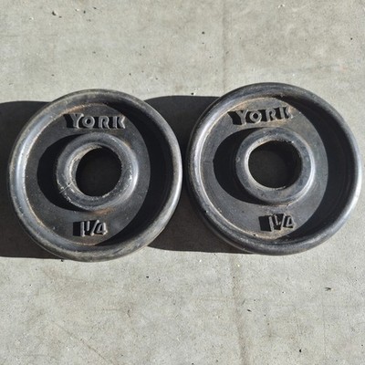 York Barbell 1-1/4 lb Rubber Coated Weight Plates 1  Hole 1.25 Lb Set Of 2