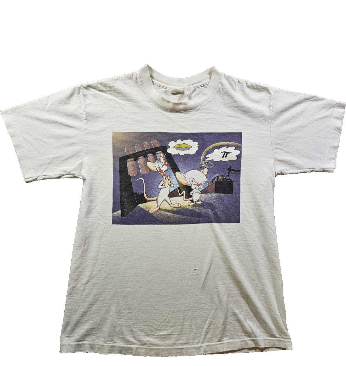 Vintage 1993 Pinky and the Brain Tv Promo Joke Tee Shirt Single-Stitch Size L