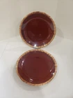 VTG Hull Brown Drip Glaze Dinner Plates 10.5” Diameter Round USA Lot of 2 MCM