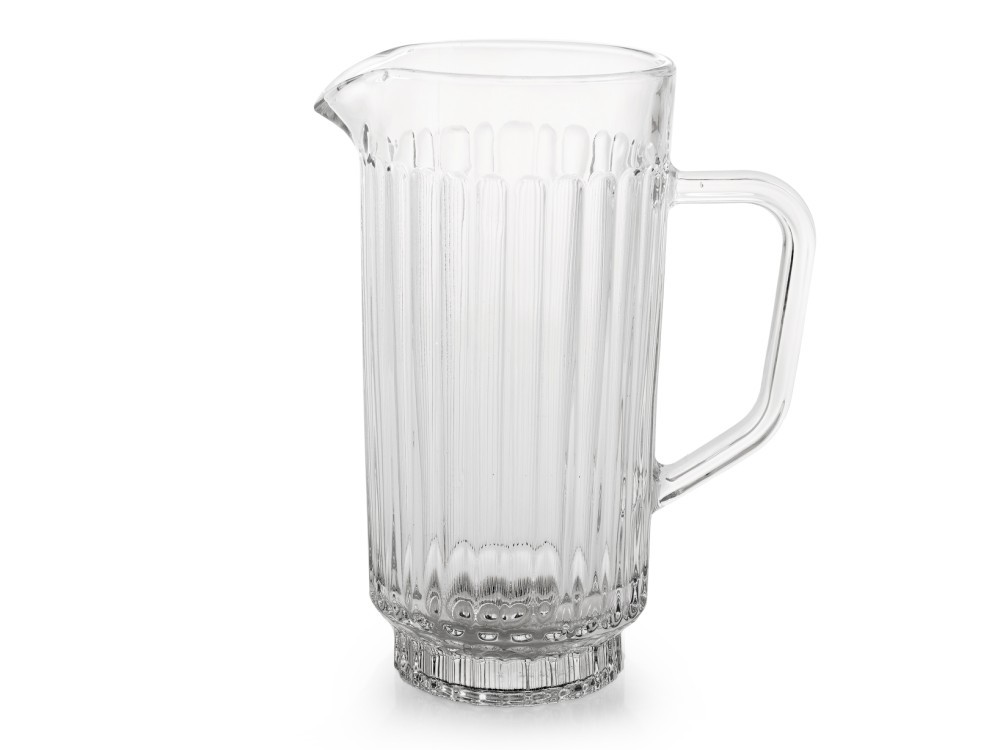 H&H Athena Jug In Transparent Worked Glass 1L
