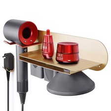 Hair Dryer Holder Wall Mounted with Shelf - Hair Dryer Holder Rack Organizer ...